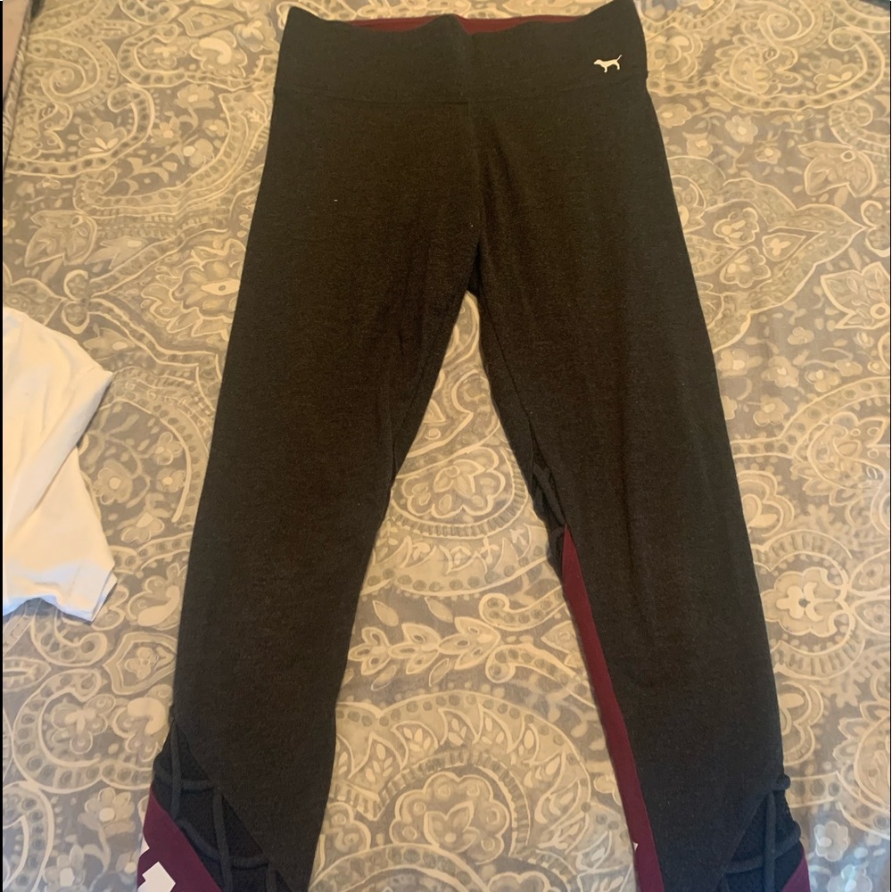 PINK (brand) Greyish/ black burgundy leggings